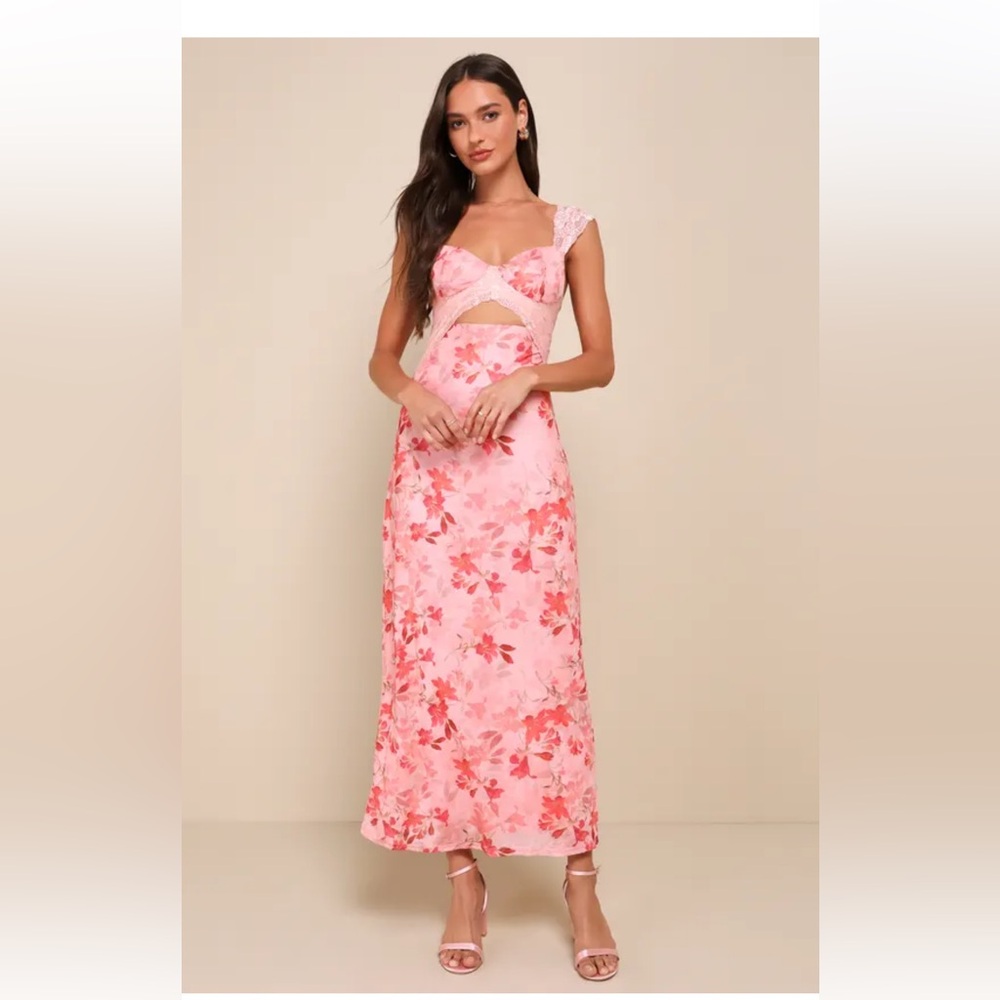Elegant Pink Floral Women's Dress